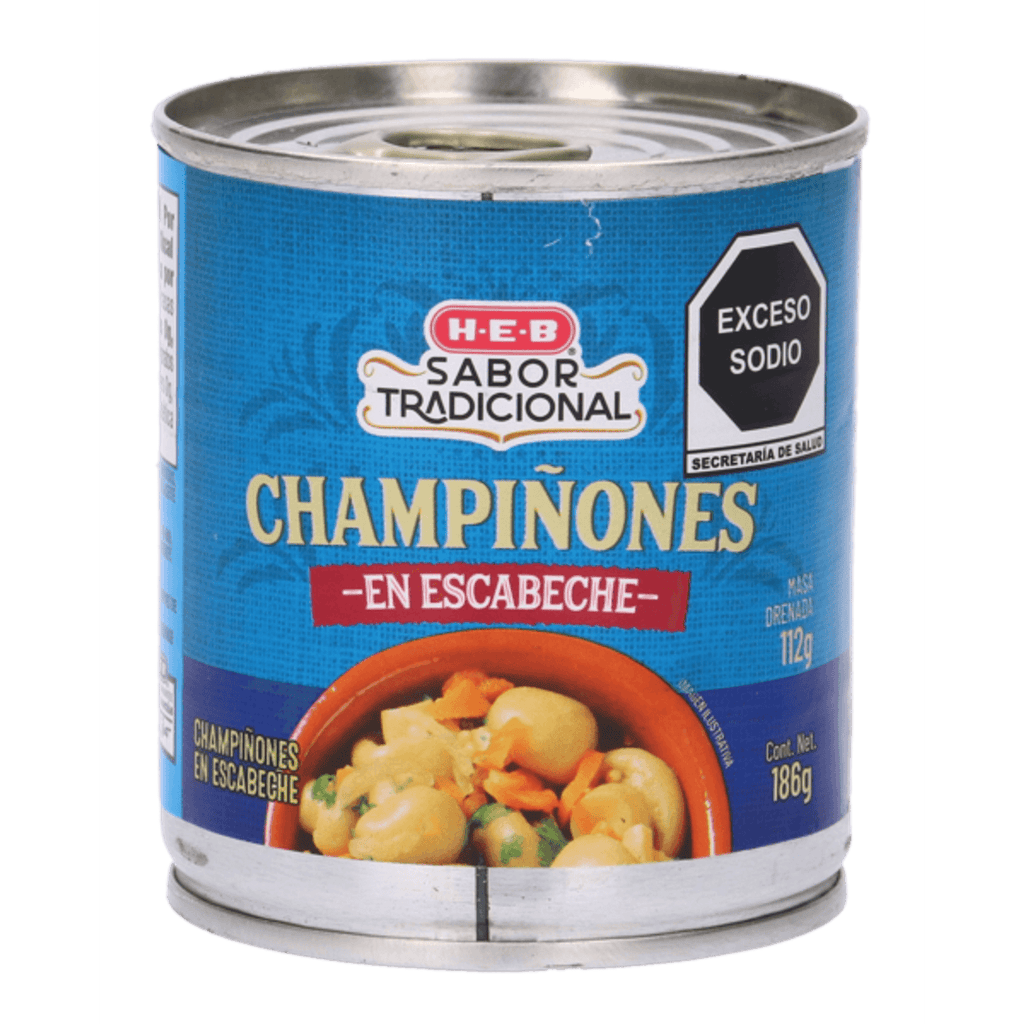 HEB El Sabor Tradicional Pickled Mushrooms in Can 7 oz