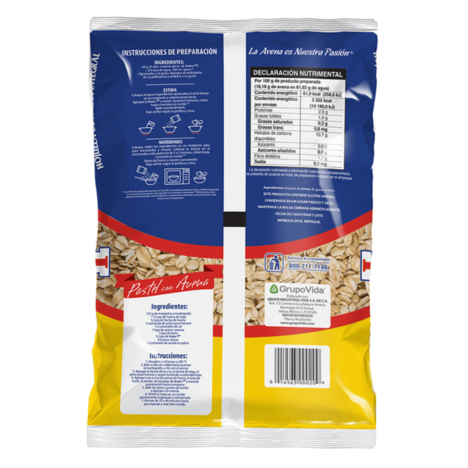 Avena No.1 Whole Oats Flakes 2.2 lbs Secondary image