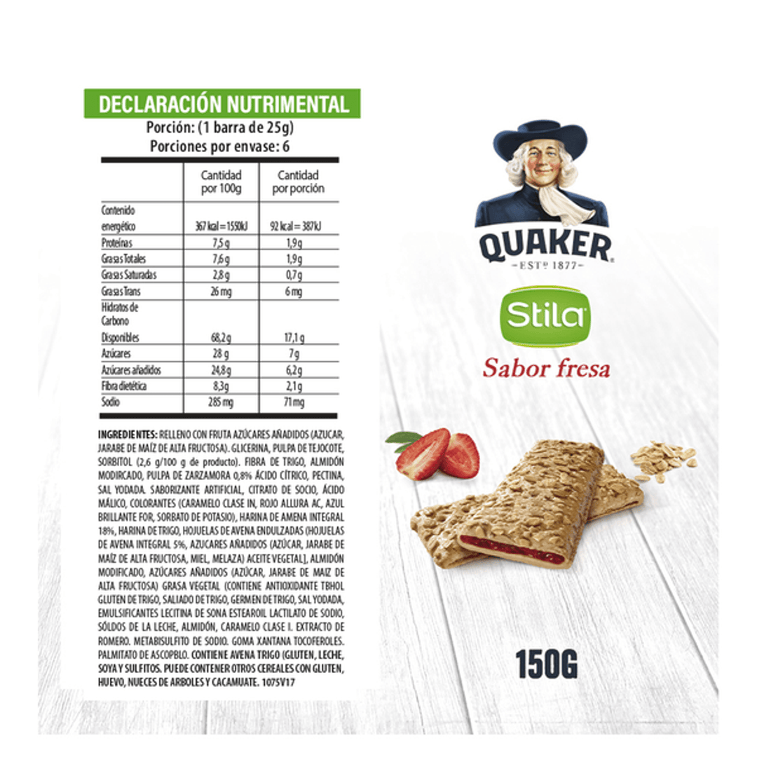 Quaker Stila Fit Oat Bars Strawberry Flavor 5 oz