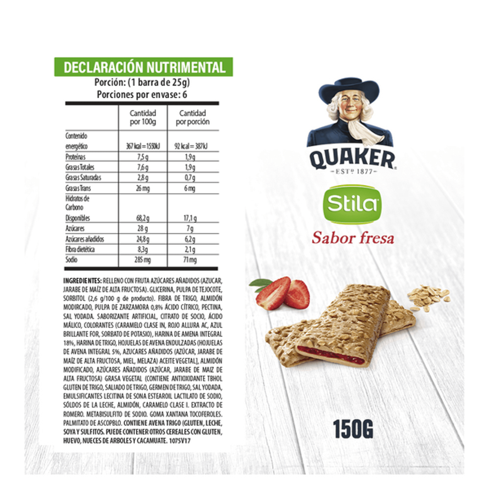 Quaker Stila Fit Oat Bars Strawberry Flavor 5 oz