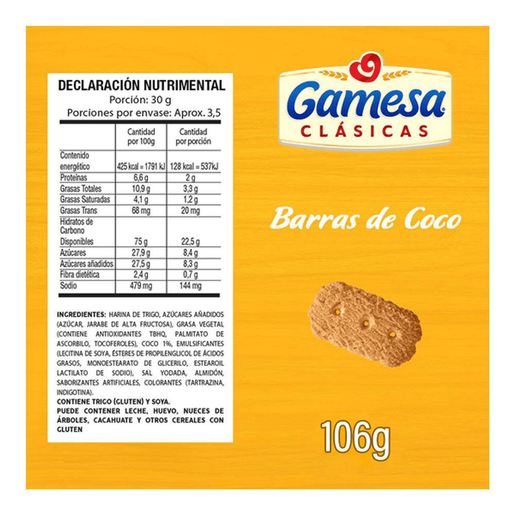 Gamesa Classic Coconut Bars - 4 oz