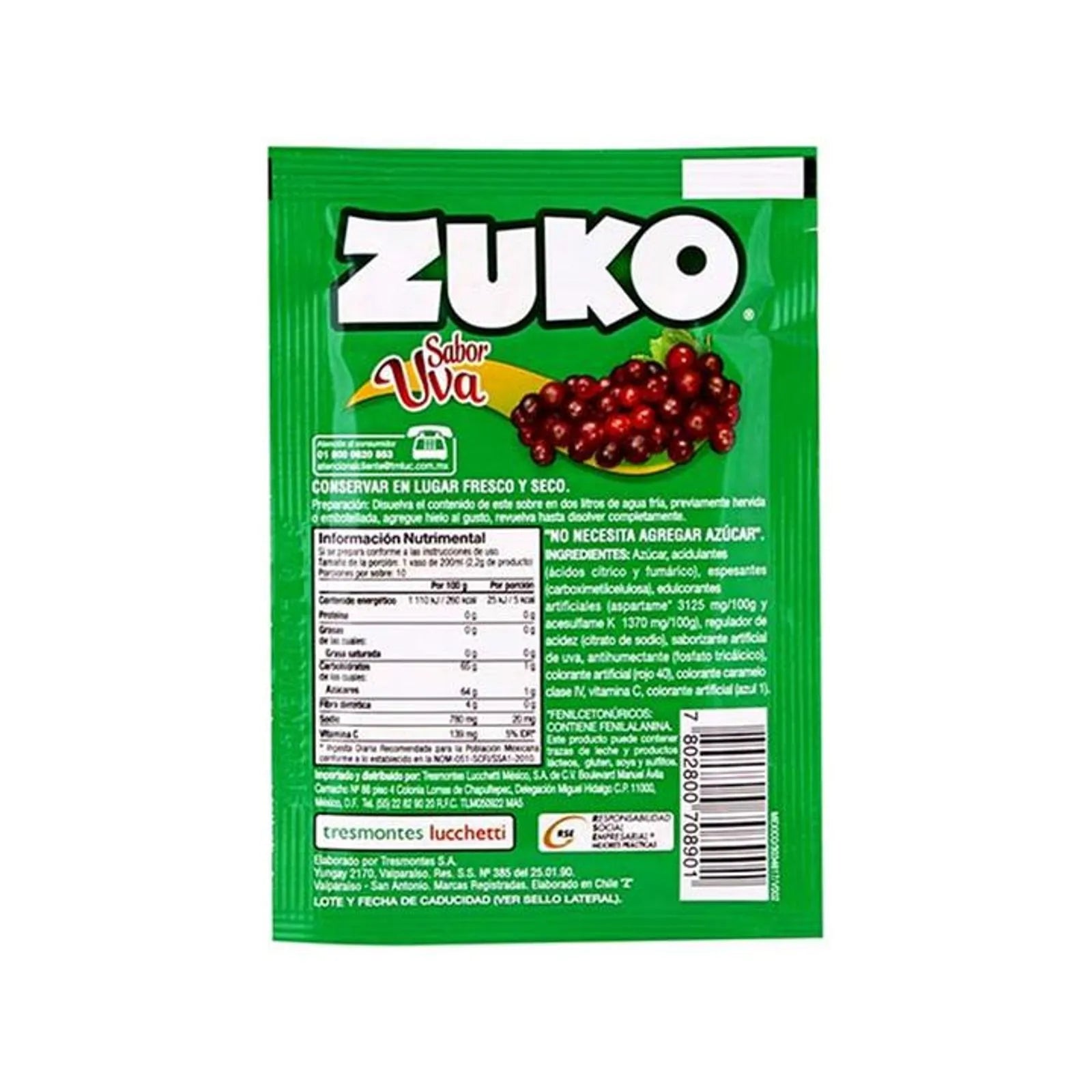 Zuko Grape Flavor Drink Powder 0.5 oz Secondary image