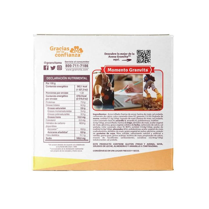 Granvita Vanilla Almond Cereal Bars 5 oz