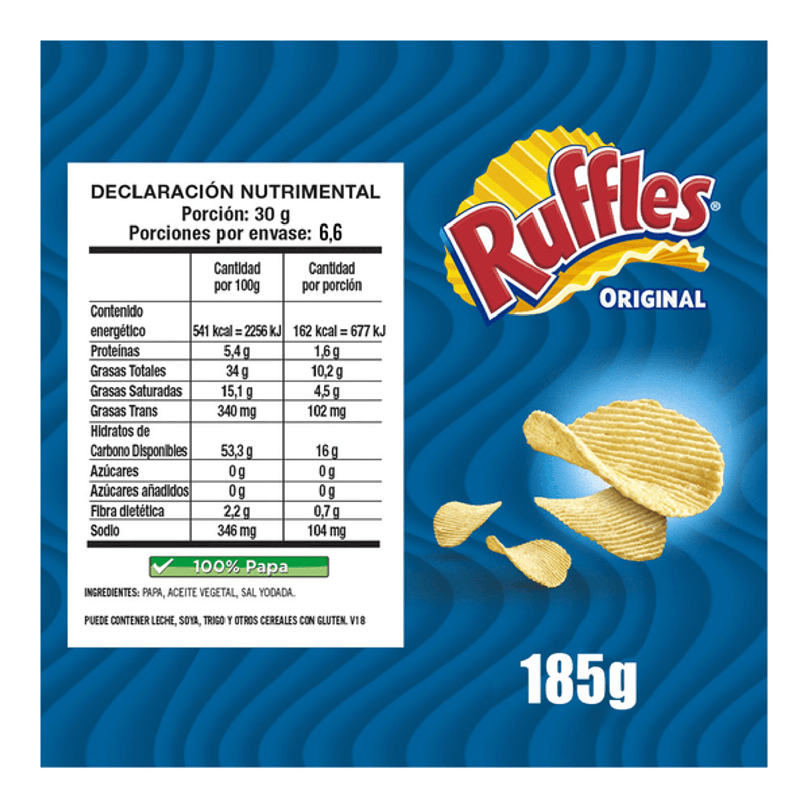 Sabritas Ruffles Original Salted Potato Chips 6 oz Secondary image