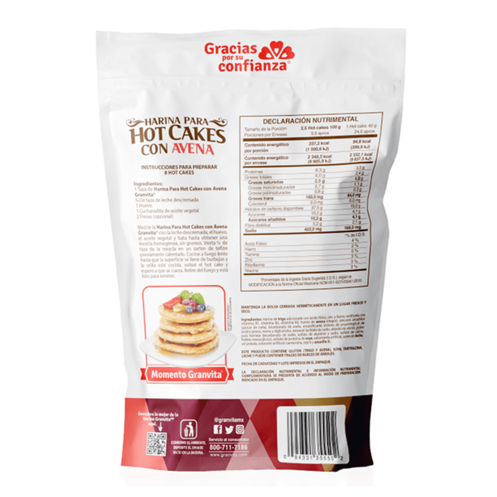 Granvita Pancake Flour with Oats 14 oz