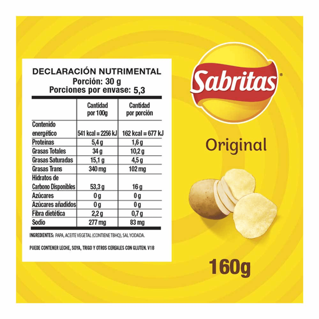 Sabritas Original Salted Potato Chips - 6 oz