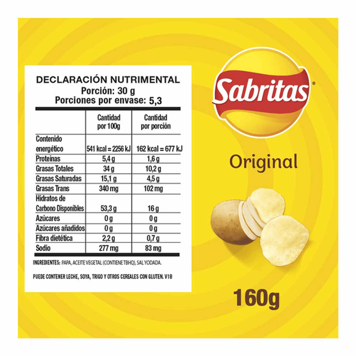 Sabritas Original Salted Potato Chips - 6 oz