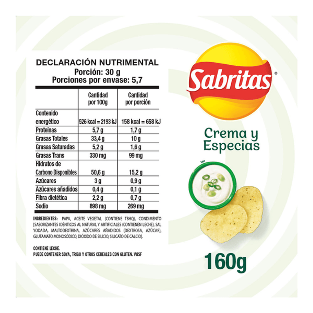 Sabritas Sour Cream & Herbs Potato Chips - 6 oz