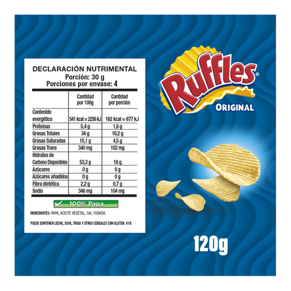 Sabritas Ruffles Original Salted Potato Chips - 4 oz