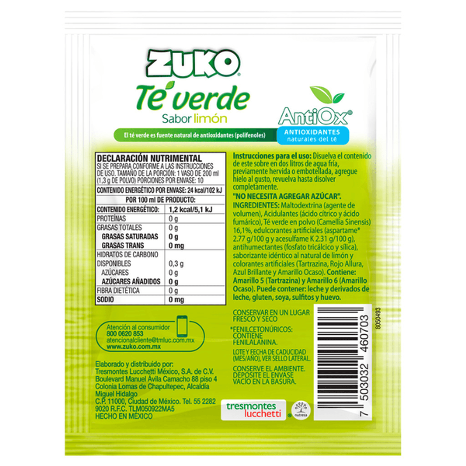 Zuko Green Tea Drink Powder 0.5 oz Secondary image
