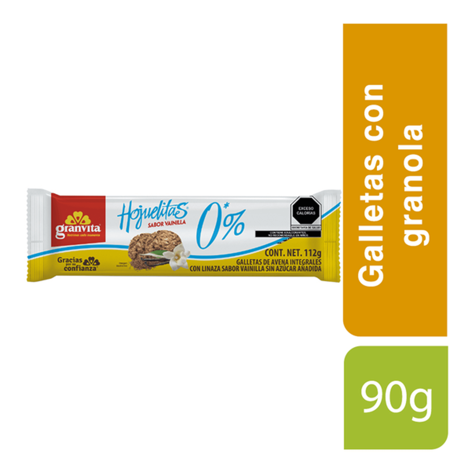 Granvita Whole Oat Flake Cookies Vanilla Flavor - 4 oz Main image