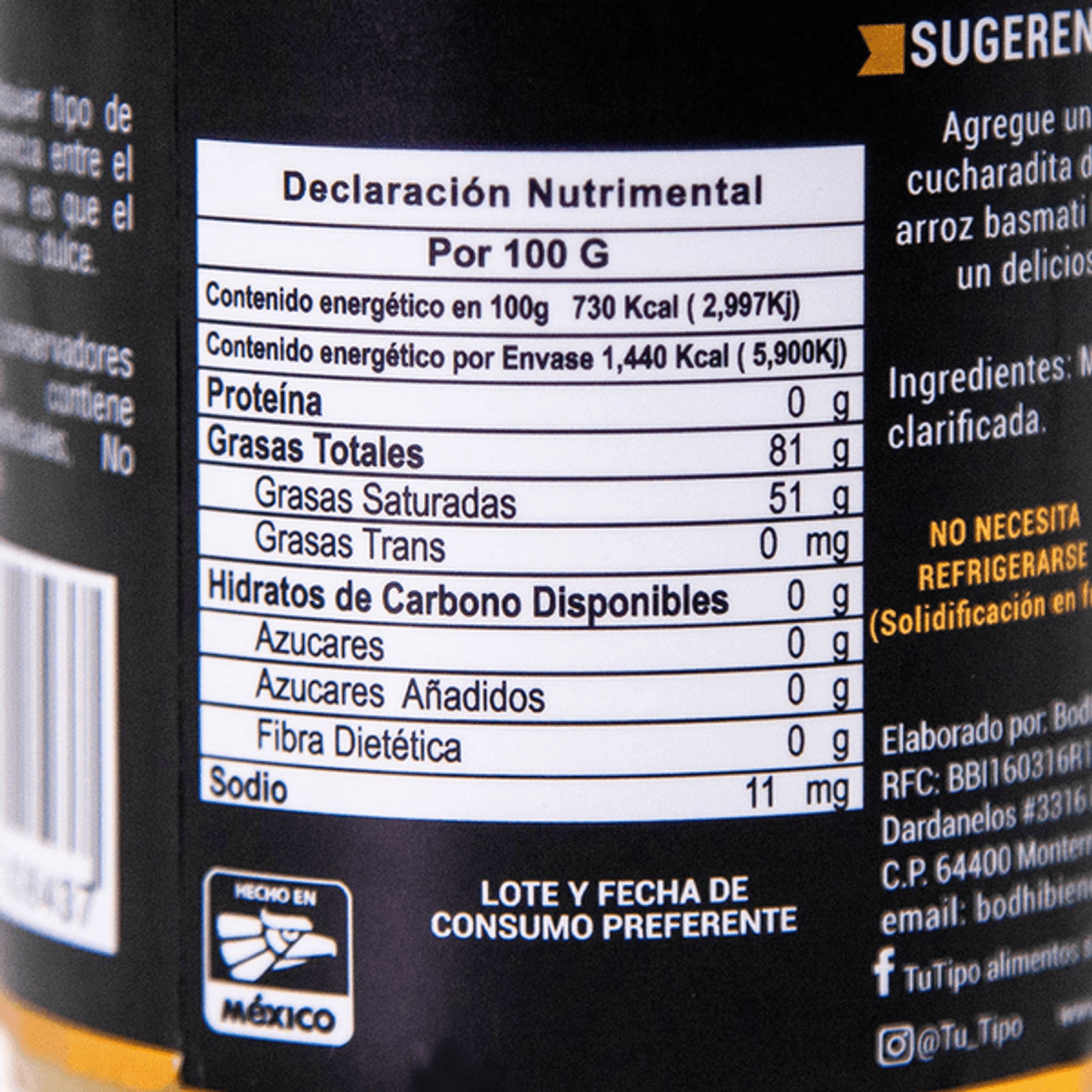 Tu Tipo Natural Ghee HDC – 8 oz Secondary image