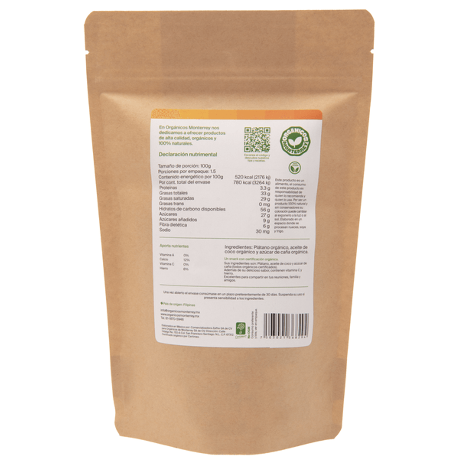 Organicos Monterrey Organic Fried Banana Chips 5 oz Secondary image