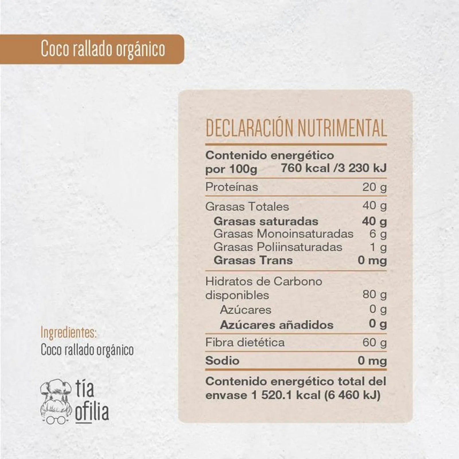 Tia Ofilia Organic Grated Coconut Natural 1 pc