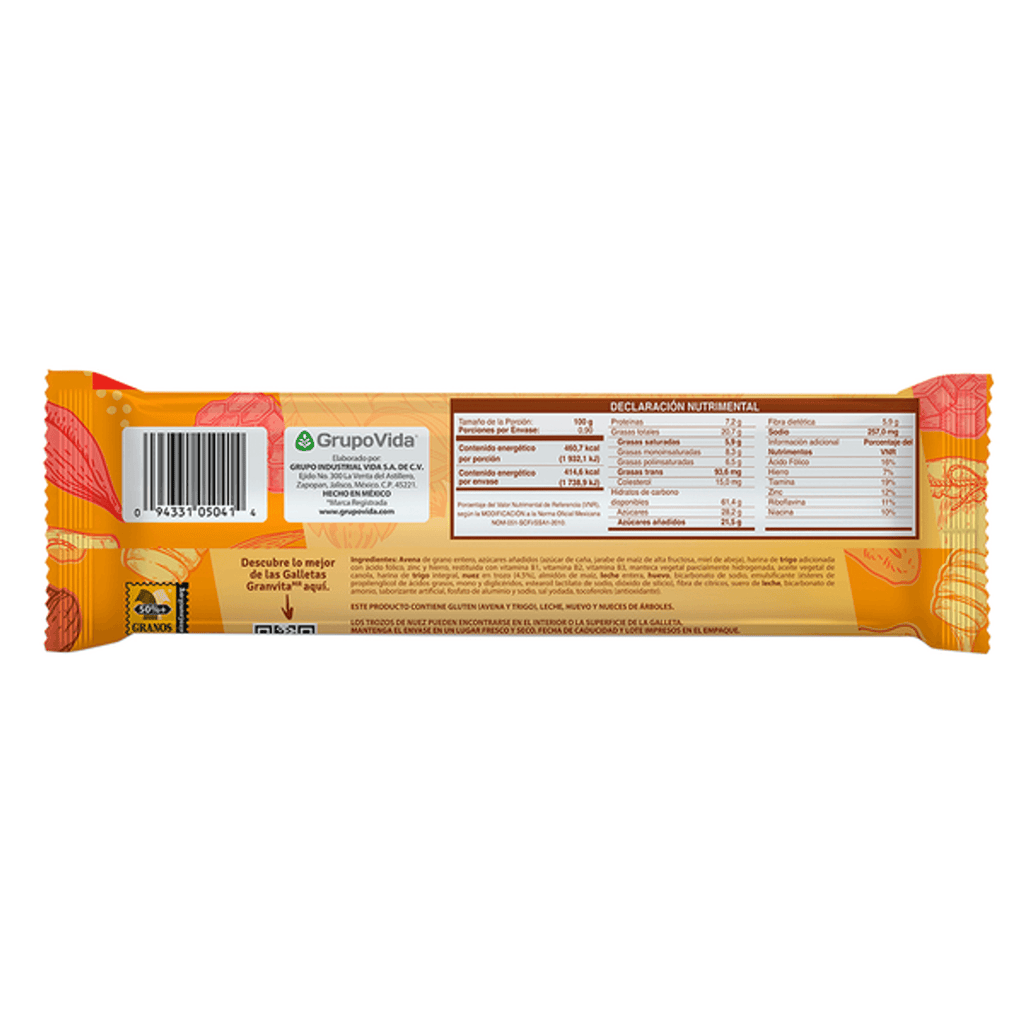 Granvita Oatmeal Cookies with Walnut and Honey Flavor - 3 oz