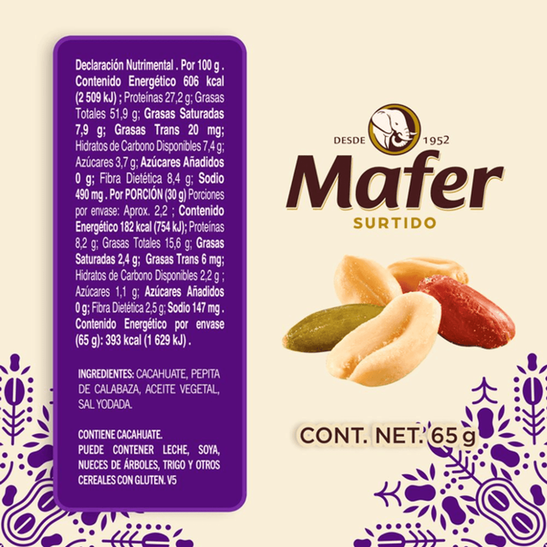 Sabritas Mafer Assorted Peanuts and Pumpkin Seeds 2 oz