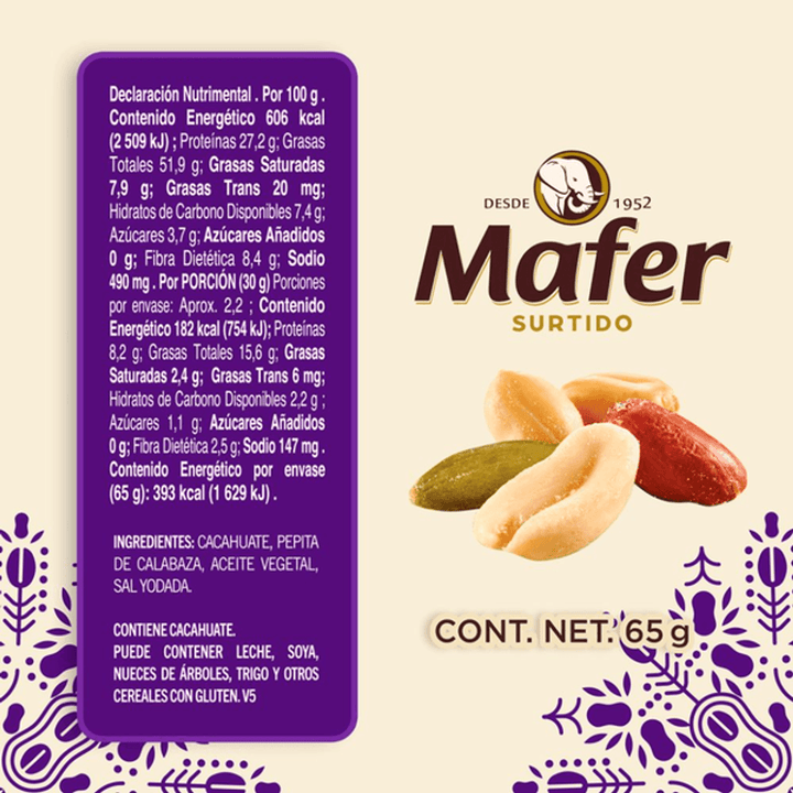 Sabritas Mafer Assorted Peanuts and Pumpkin Seeds 2 oz