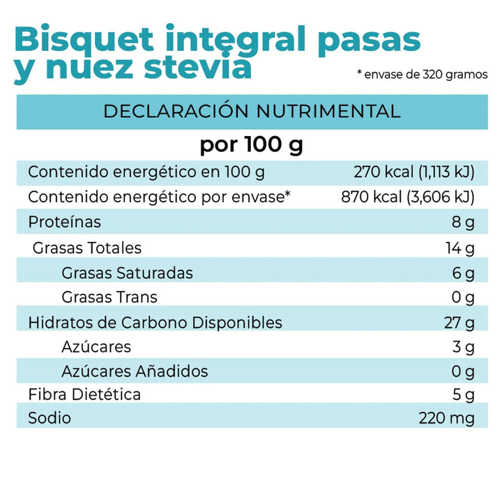 La Fuente Raisin Nut Whole Wheat Biscuit with Stevia 1 Piece