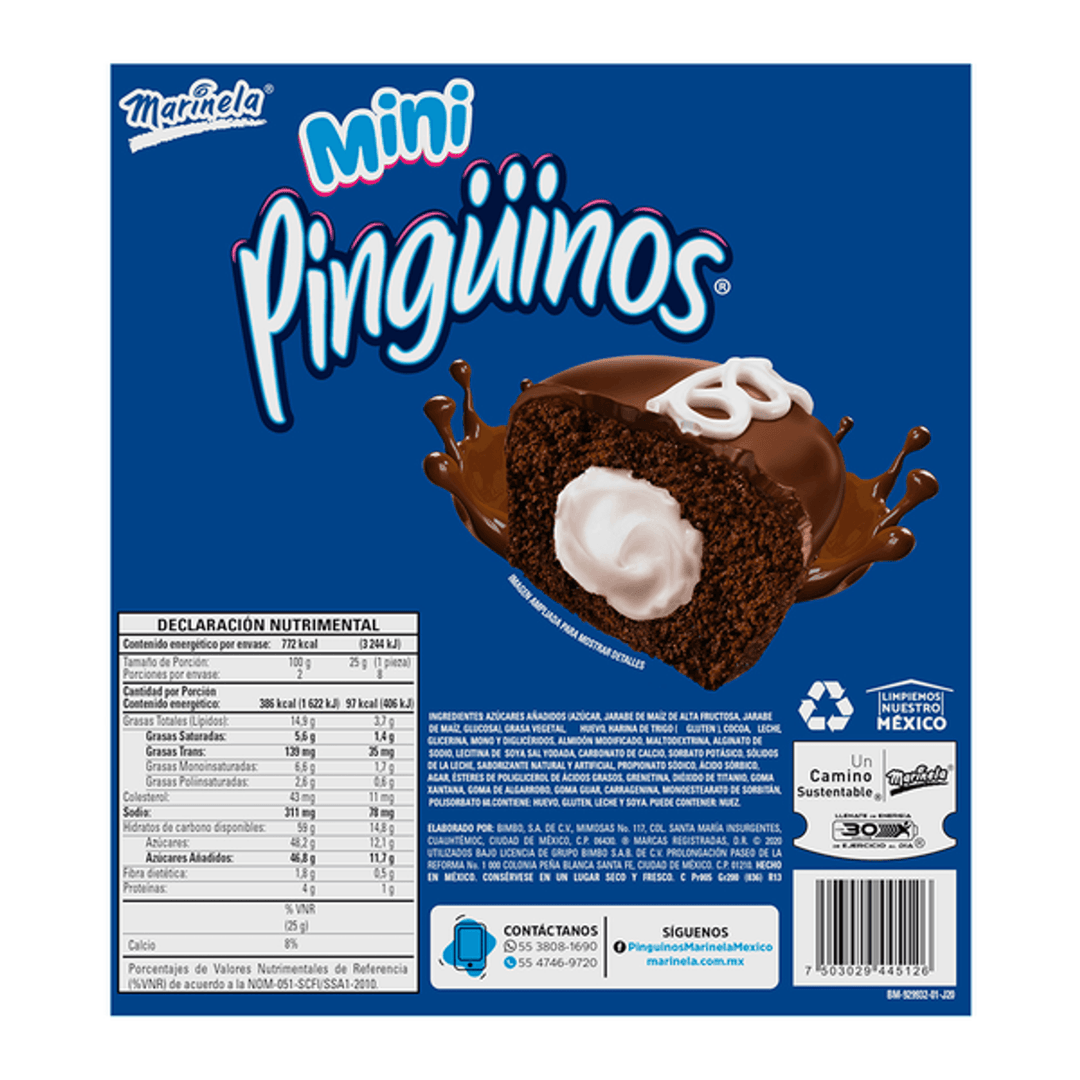 Marinela Mini Pinguinos 8 Pack 8 oz