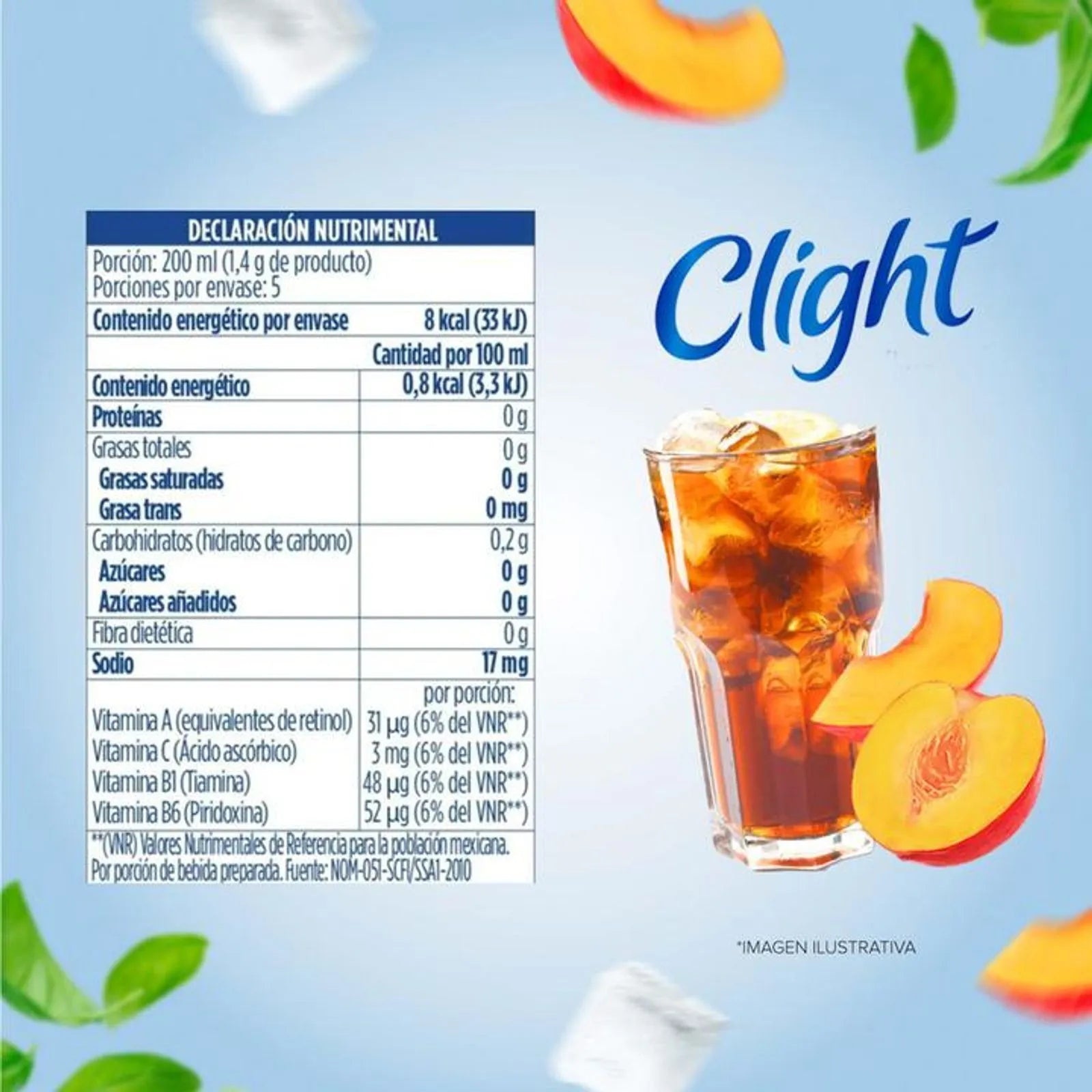 Clight Peach-Flavored Iced Tea Powder Drink Mix – 0.25 oz