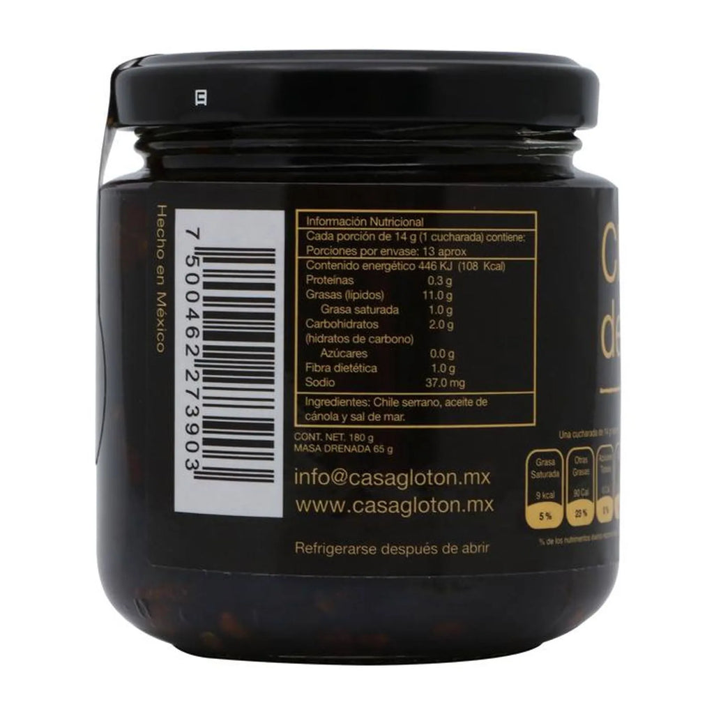 Casa Gloton Serrano Pepper Rinds in Oil Jar 6 oz