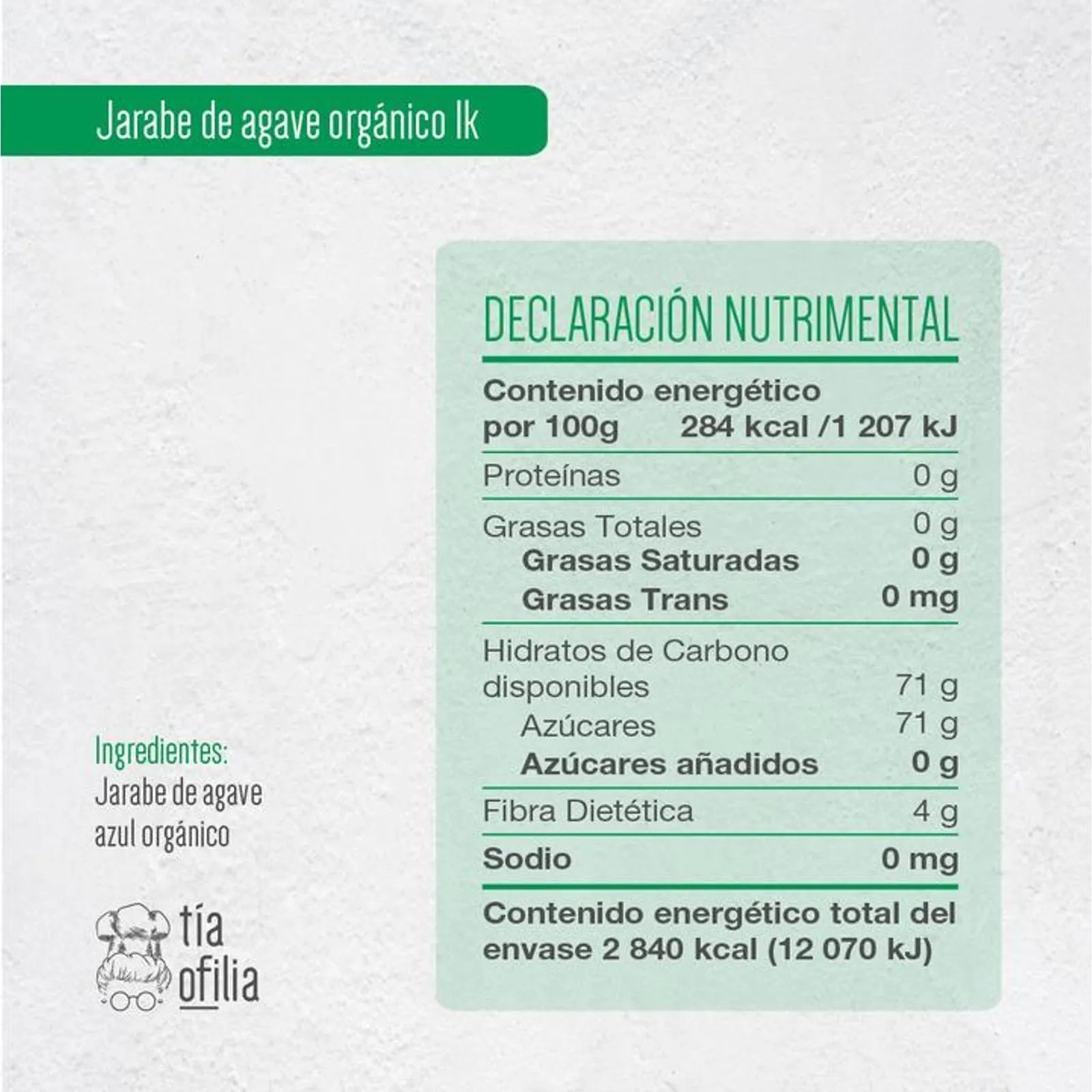 Tia Ofilia Organic Agave Syrup 2.2 lbs