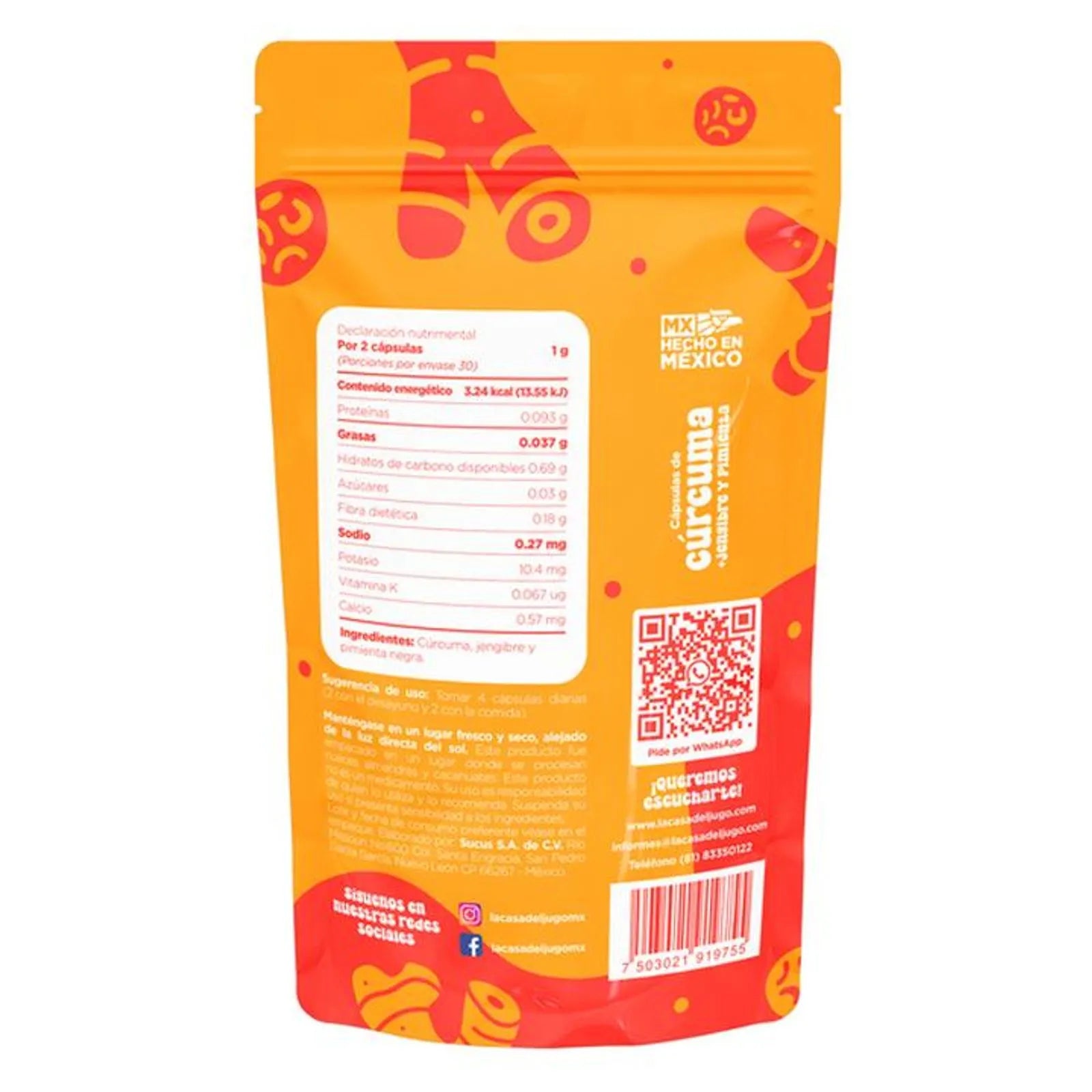 La Casa del Jugo Turmeric Capsules with Ginger