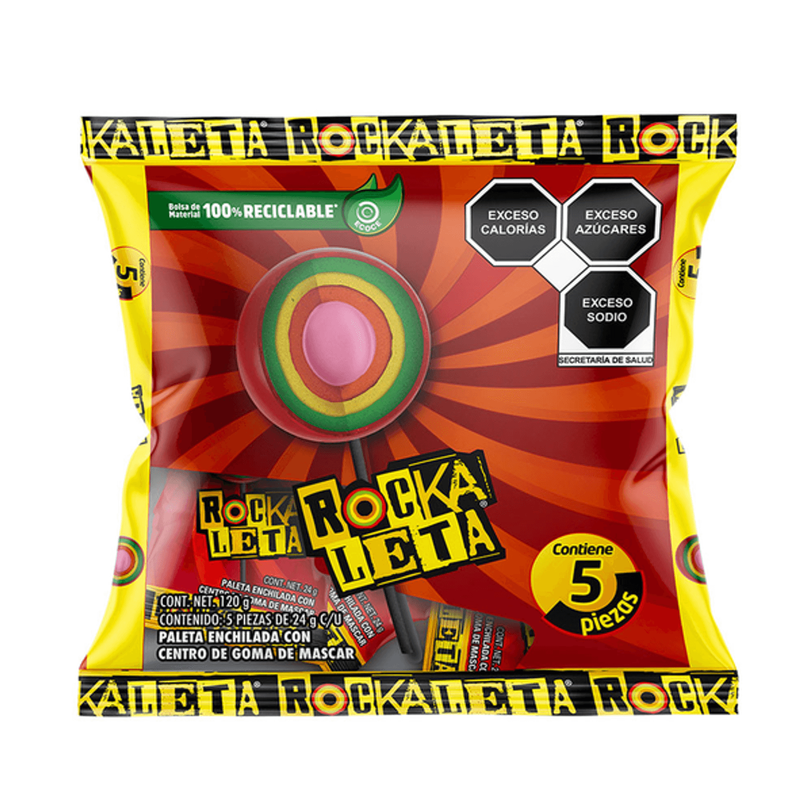 Rockaleta Spicy Lollipop with Gum Center 4 oz