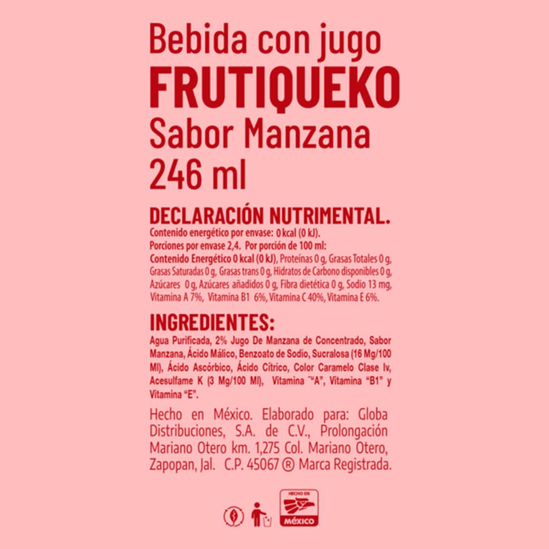 Frutiqueko Apple Natural Flavored Drink 8 oz