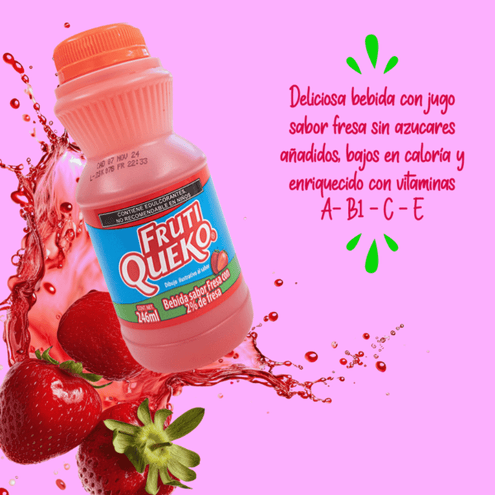 Frutiqueko Strawberry Natural Flavored Drink 8 oz