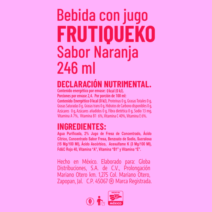 Frutiqueko Strawberry Natural Flavored Drink 8 oz