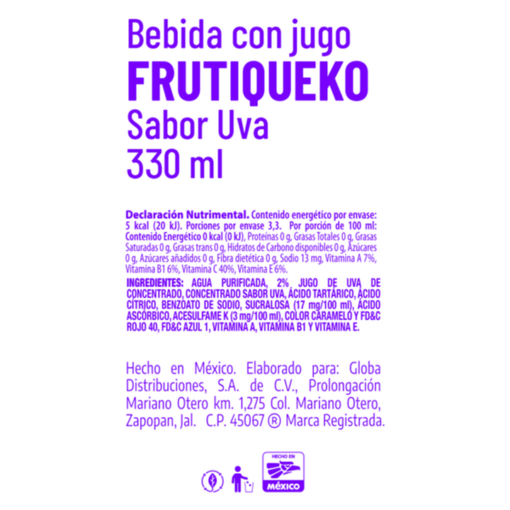 Frutiqueko  Grape Natural Flavored Drink 11 oz