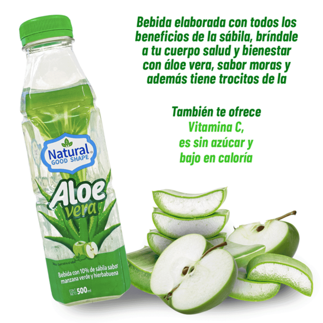 Natural Good Shape Green Apple Flavor Aloe Vera Drink 17 oz
