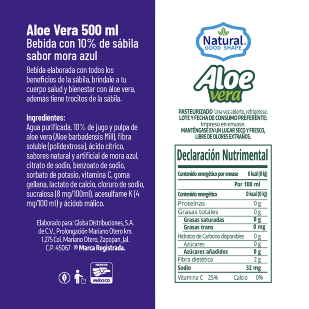 Natural Good Shape Blueberry Flavor Aloe Vera Drink 17 oz