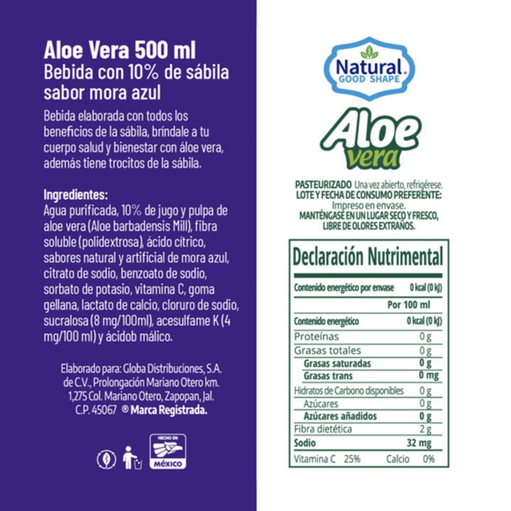 Natural Good Shape Blueberry Flavor Aloe Vera Drink 17 oz