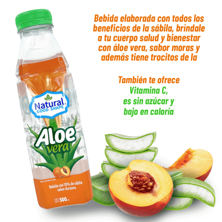 Natural Good Shape Peach Flavor Aloe Vera Drink 17 oz