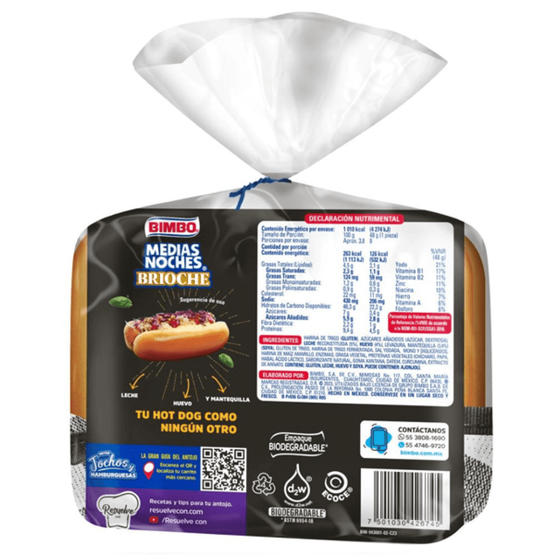 Bimbo Brioche Hot Dog Buns 13 oz