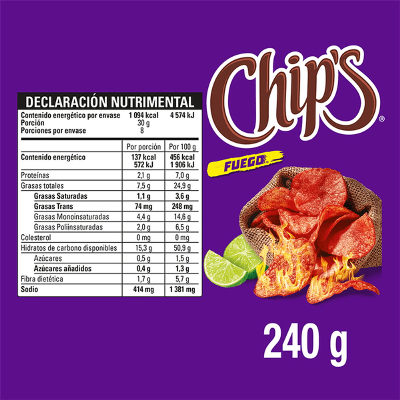 Barcel Fuego Chili Lime Potato Chips 8 oz Secondary image