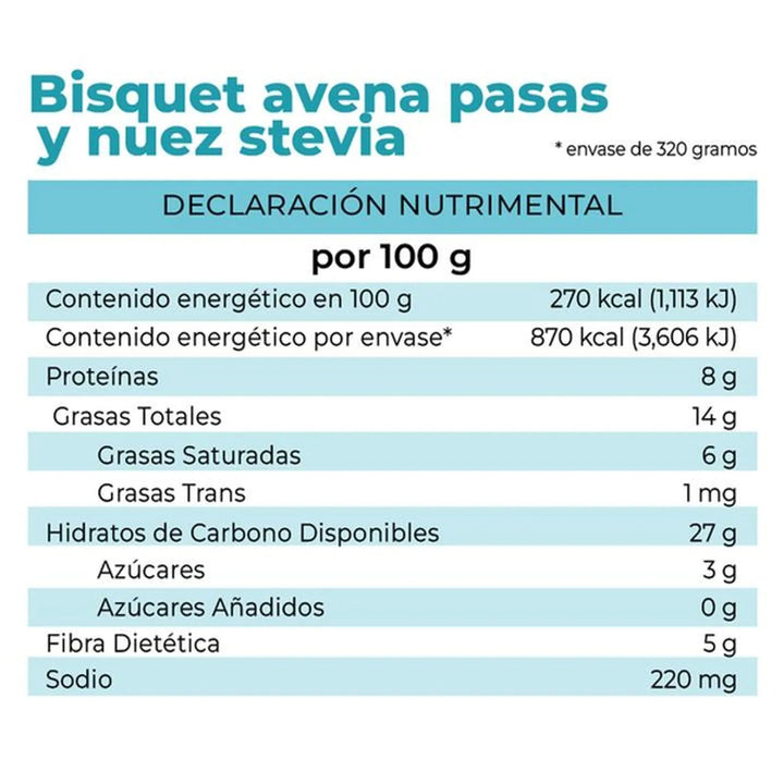 La Fuente Raisin Nut Oatmeal Biscuit with Stevia 11 oz