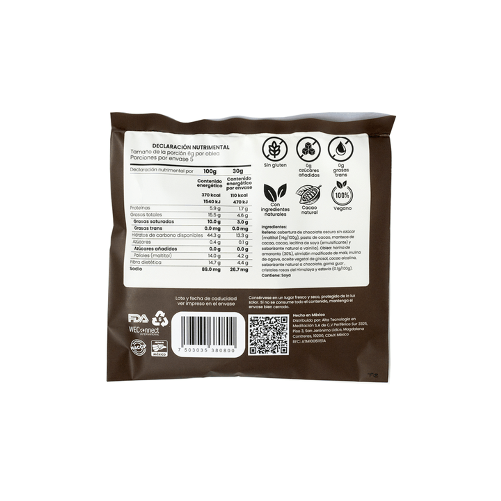 Organica y Saludable Oblitas Chocolate Wafers 1.5 oz