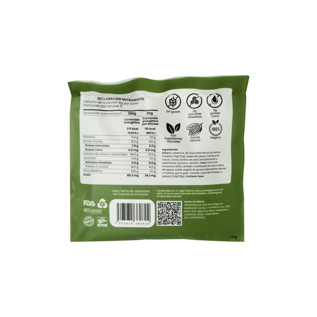 Organica y Saludable Oblitas Organic Matcha Wafer Sugar-Free 11 oz