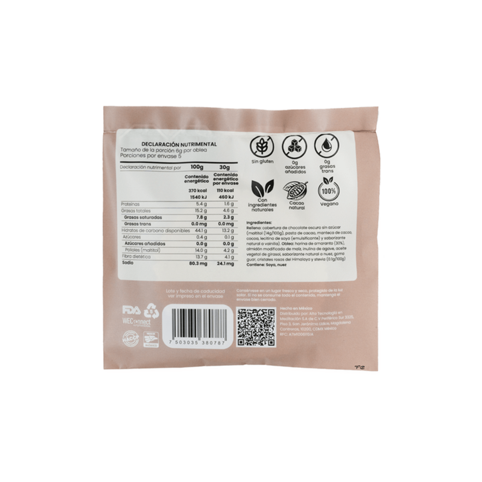Organica y Saludable Oblitas Sugar Free Pecan Wafers 1.5 oz Secondary image
