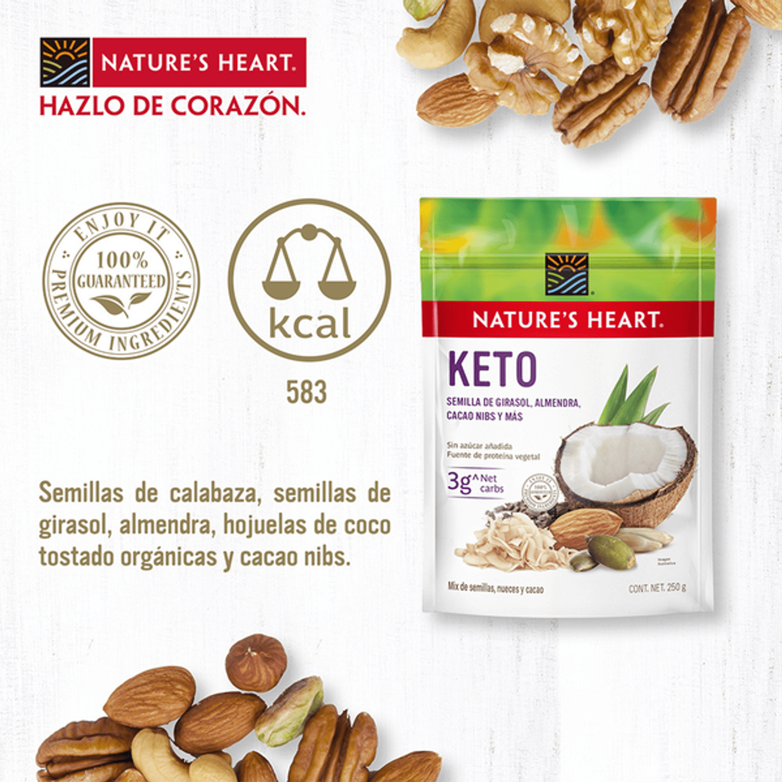 Nature's Heart Keto Seed Nut Cocoa Mix Snack 9 oz