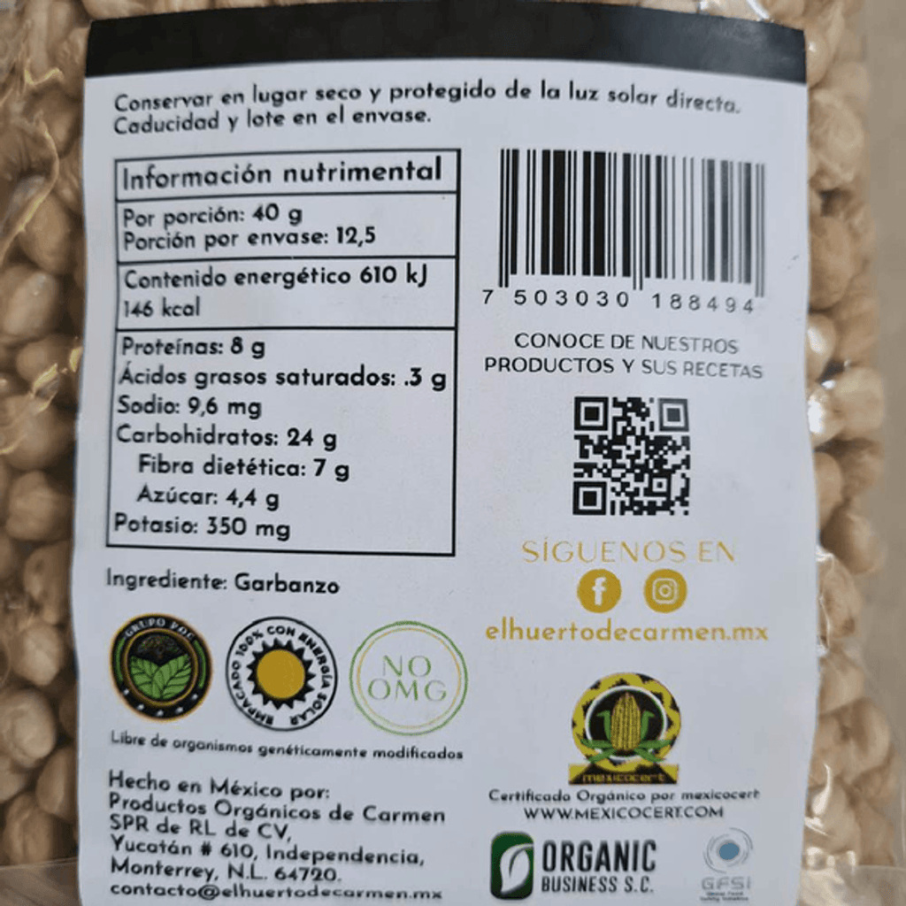 El Huerto de Carmen Organic Chickpeas - 18 oz