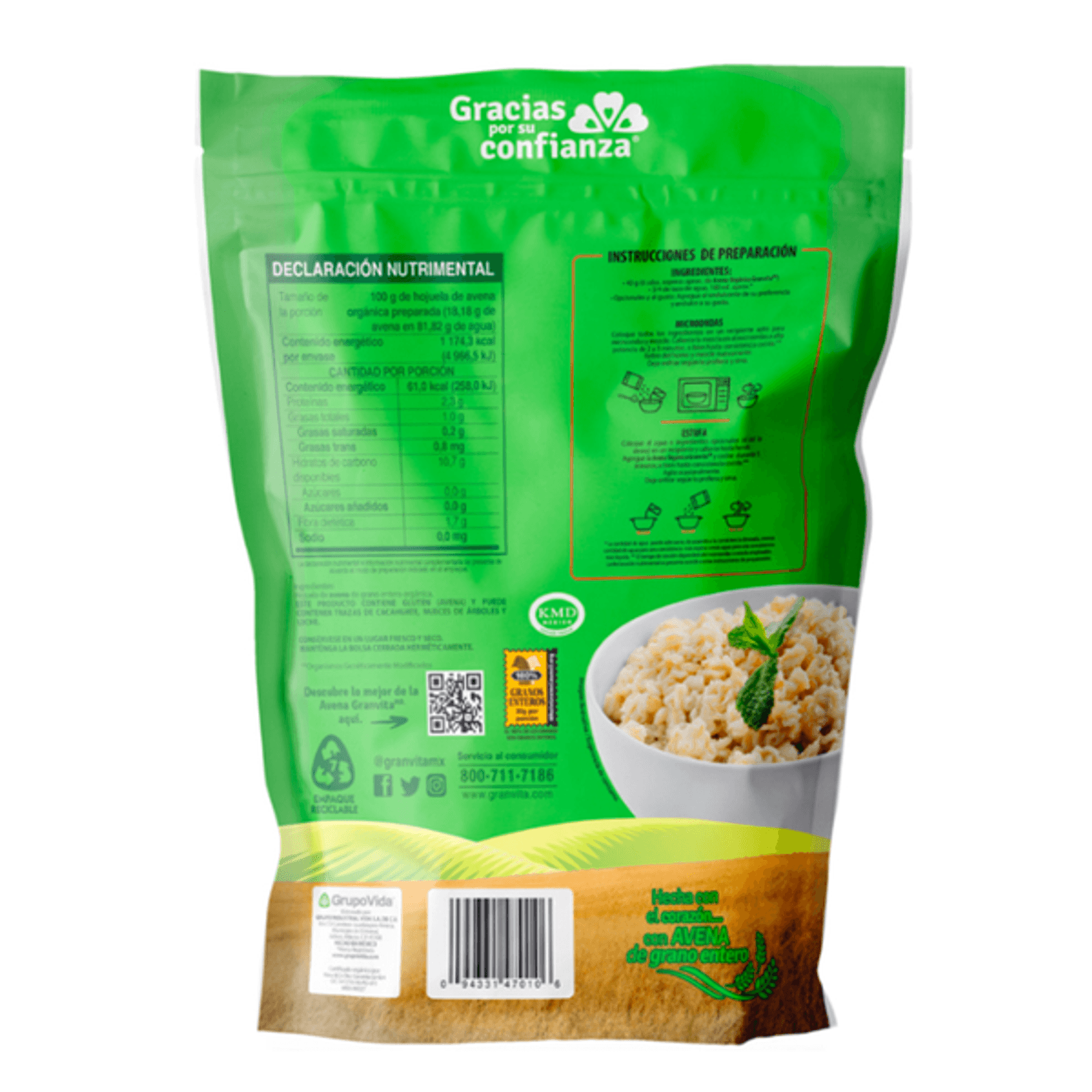 Granvita Organic Oats 12 oz Secondary image