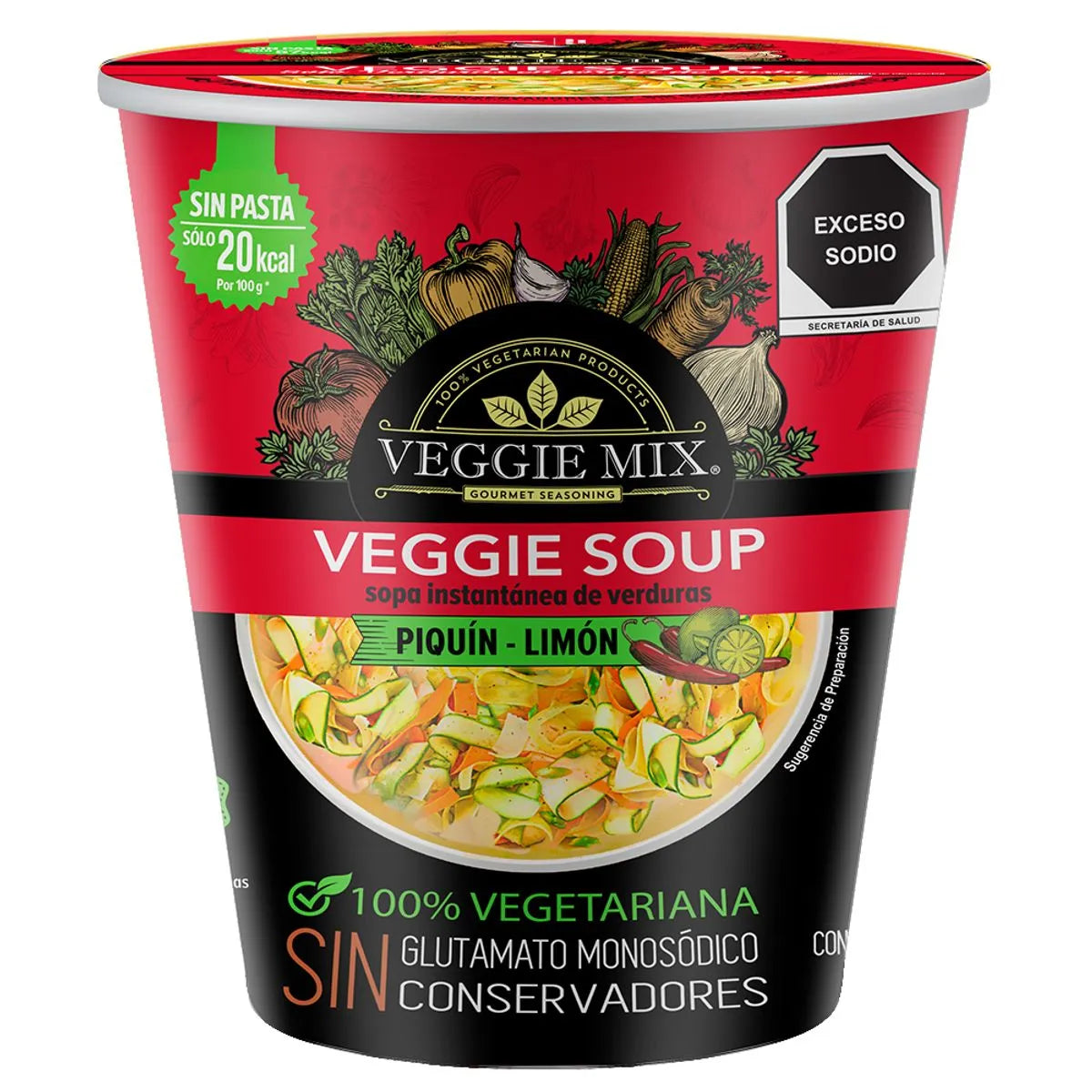 Veggie Mix Instant Vegetable Soup Piquín Lemon Flavor 1 oz Main image