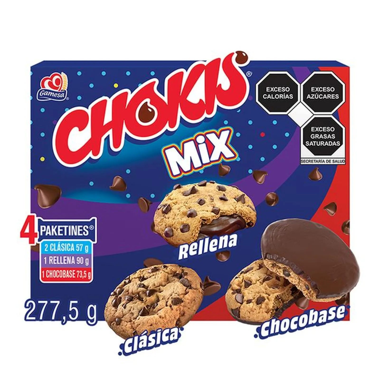 Gamesa Chokis Mix Cookies, 4 Packs (277.5 g) Main image