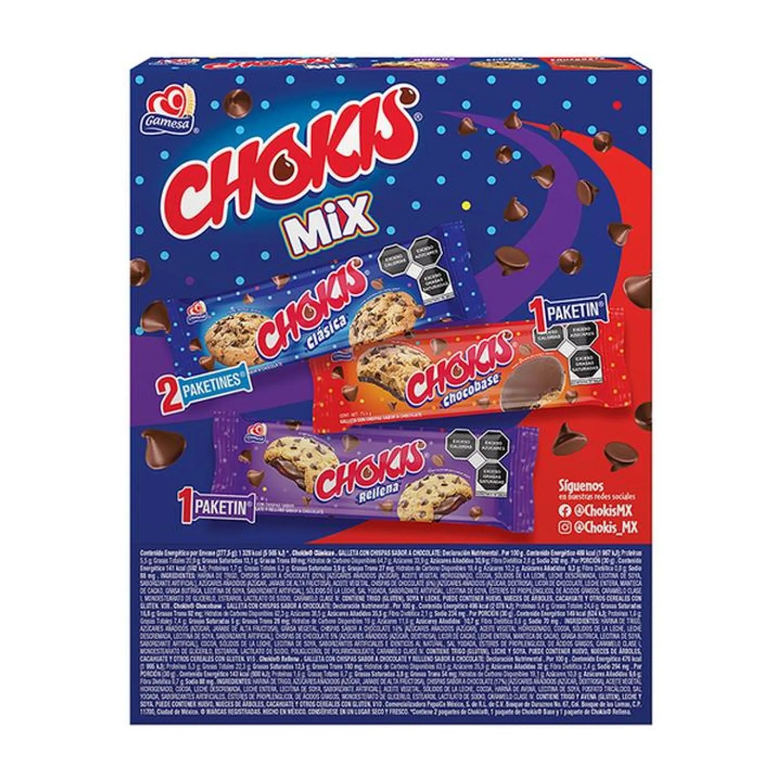 Gamesa Chokis Mix Cookies, 4 Packs (277.5 g)