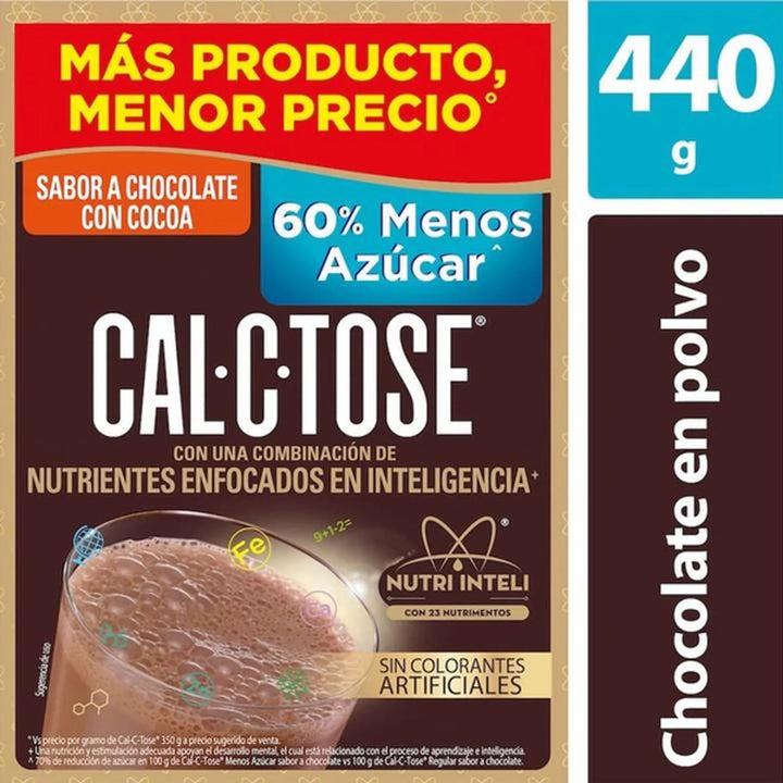 Cal C Tose 60% Less Sugar Chocolate Powder 15 oz