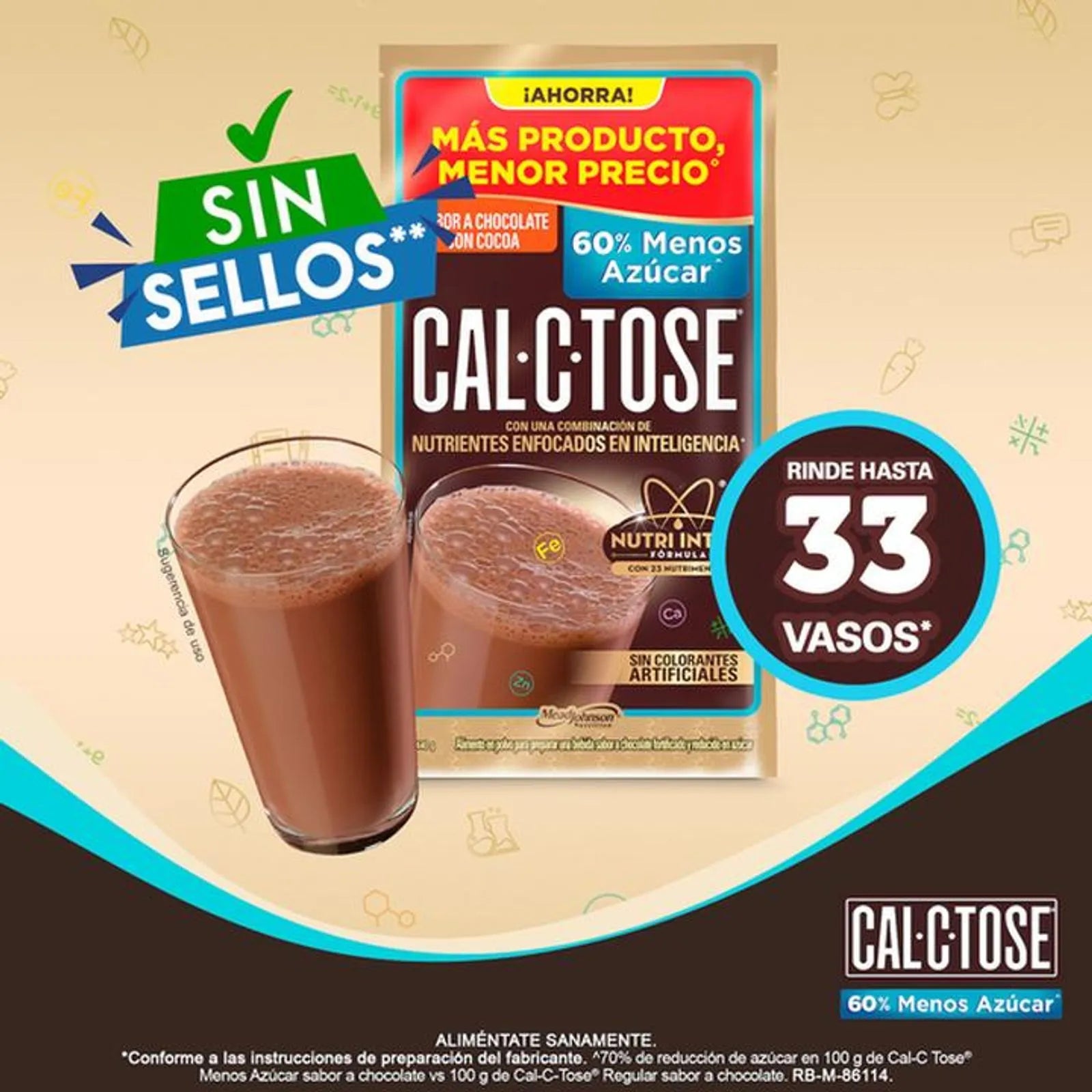 Cal-C-Tose 60% Less Sugar Chocolate Powder, 15 oz